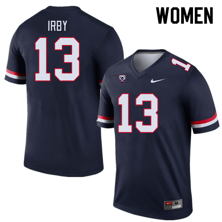 Women #13 Martell Irby Arizona Wildcats College Football Jerseys Stitched-Navy - Click Image to Close